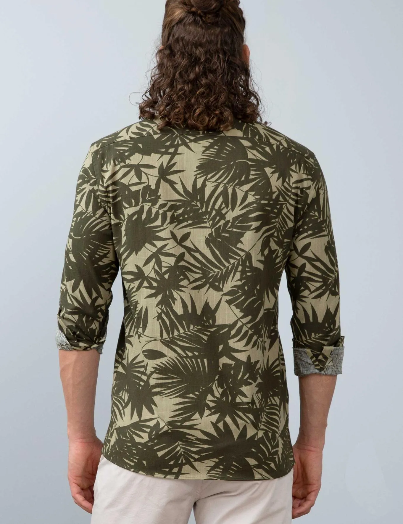 17708 Khaki Flower US POLO ASSN Cotton Shirt