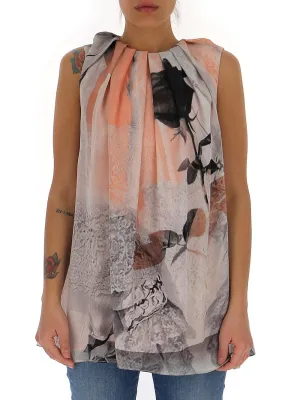 Alexander McQueen Gathered Neckline Sleeveless Blouse