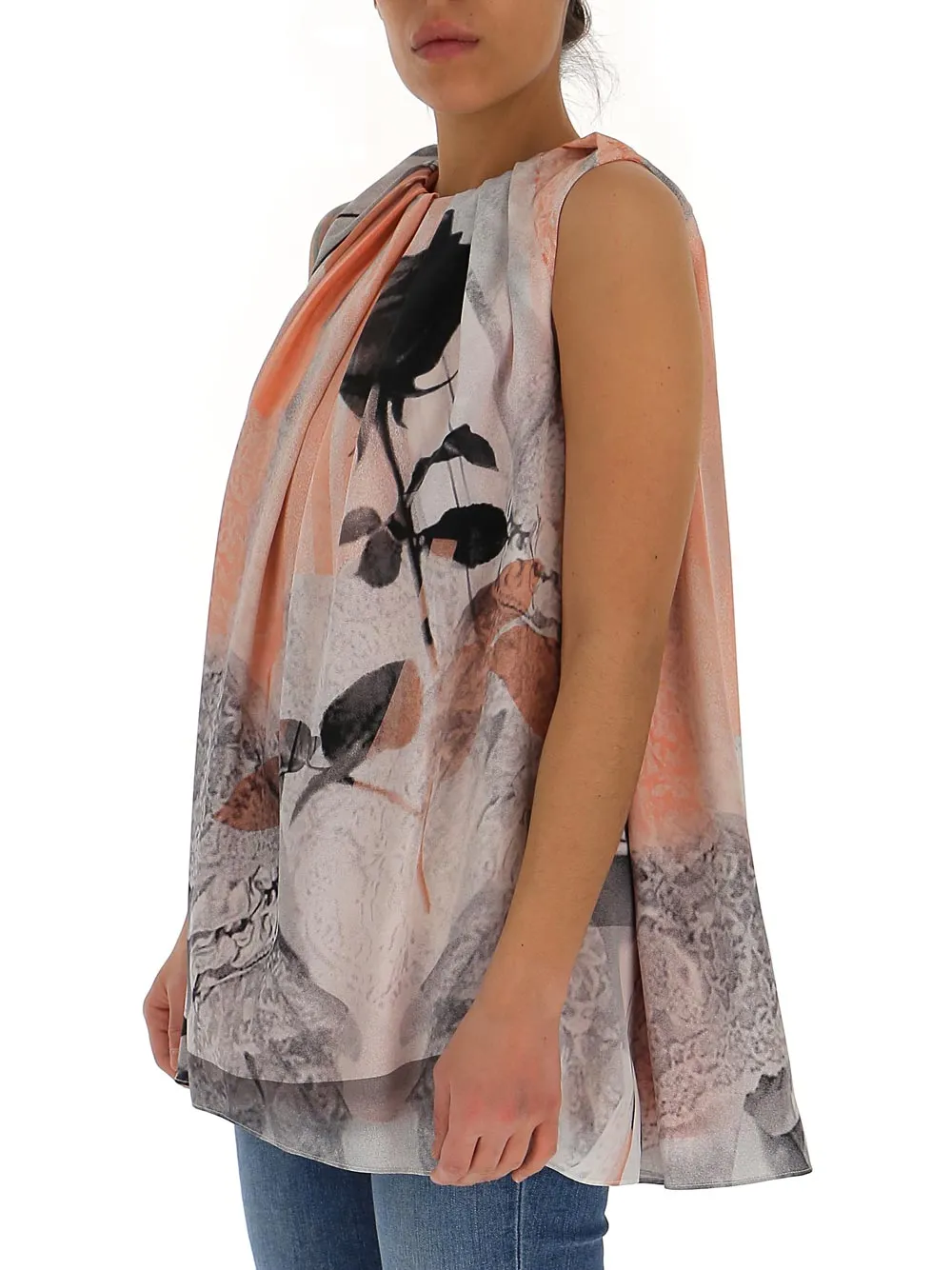 Alexander McQueen Gathered Neckline Sleeveless Blouse