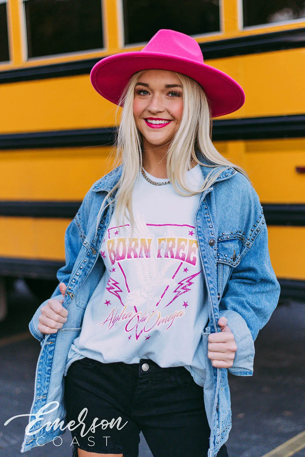 Alpha Chi Omega Born Free Graphic LS Tee