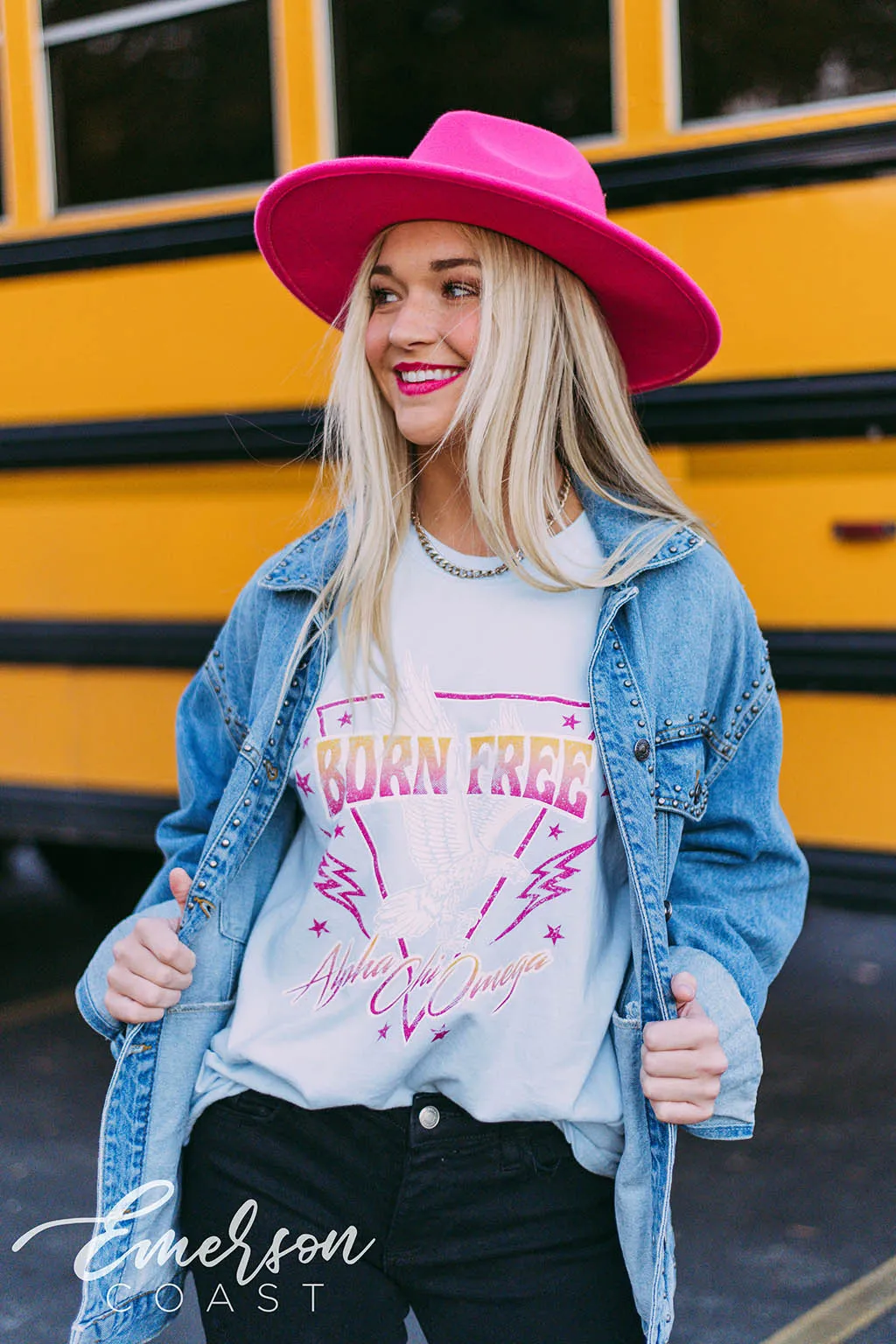 Alpha Chi Omega Born Free Graphic LS Tee
