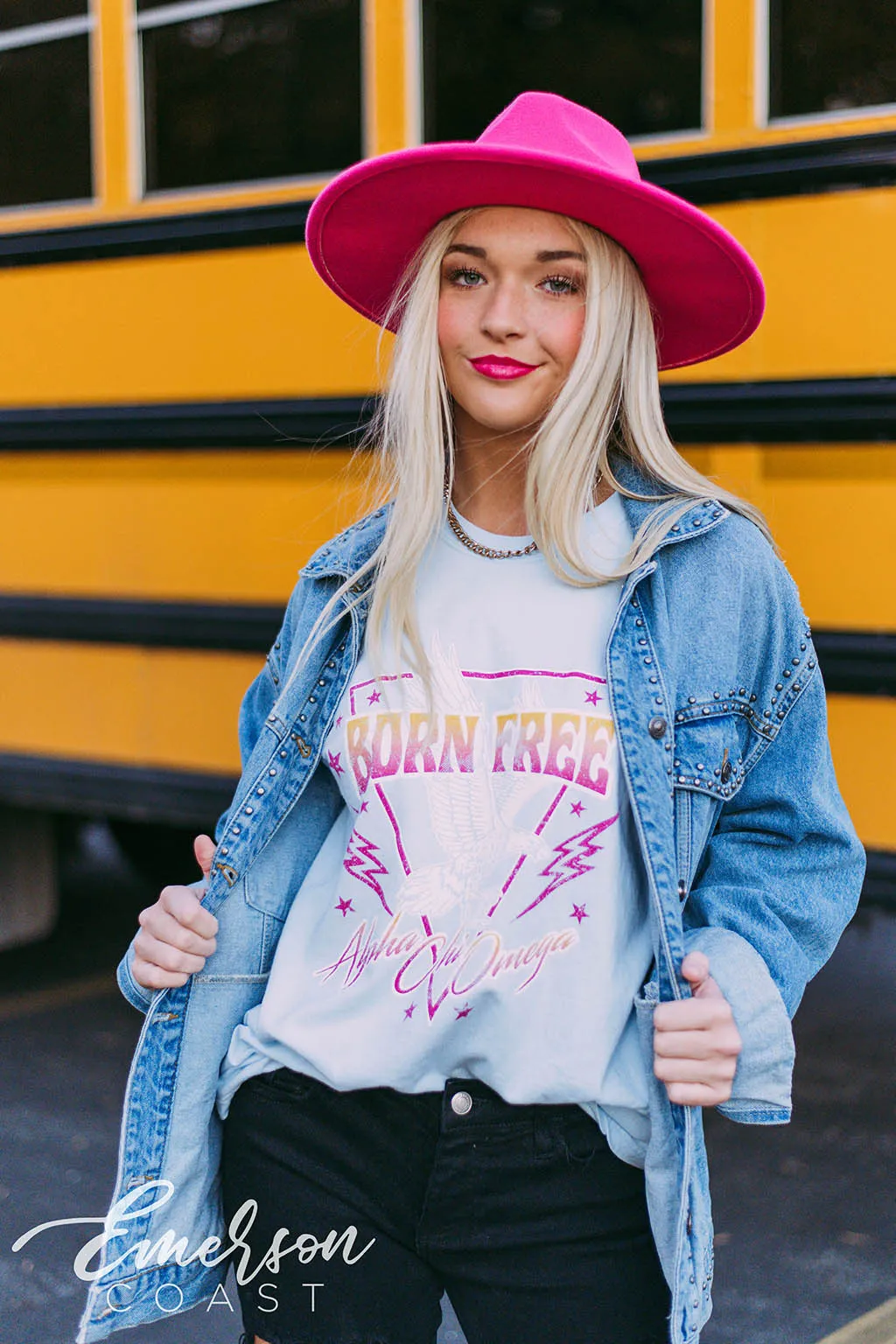 Alpha Chi Omega Born Free Graphic LS Tee