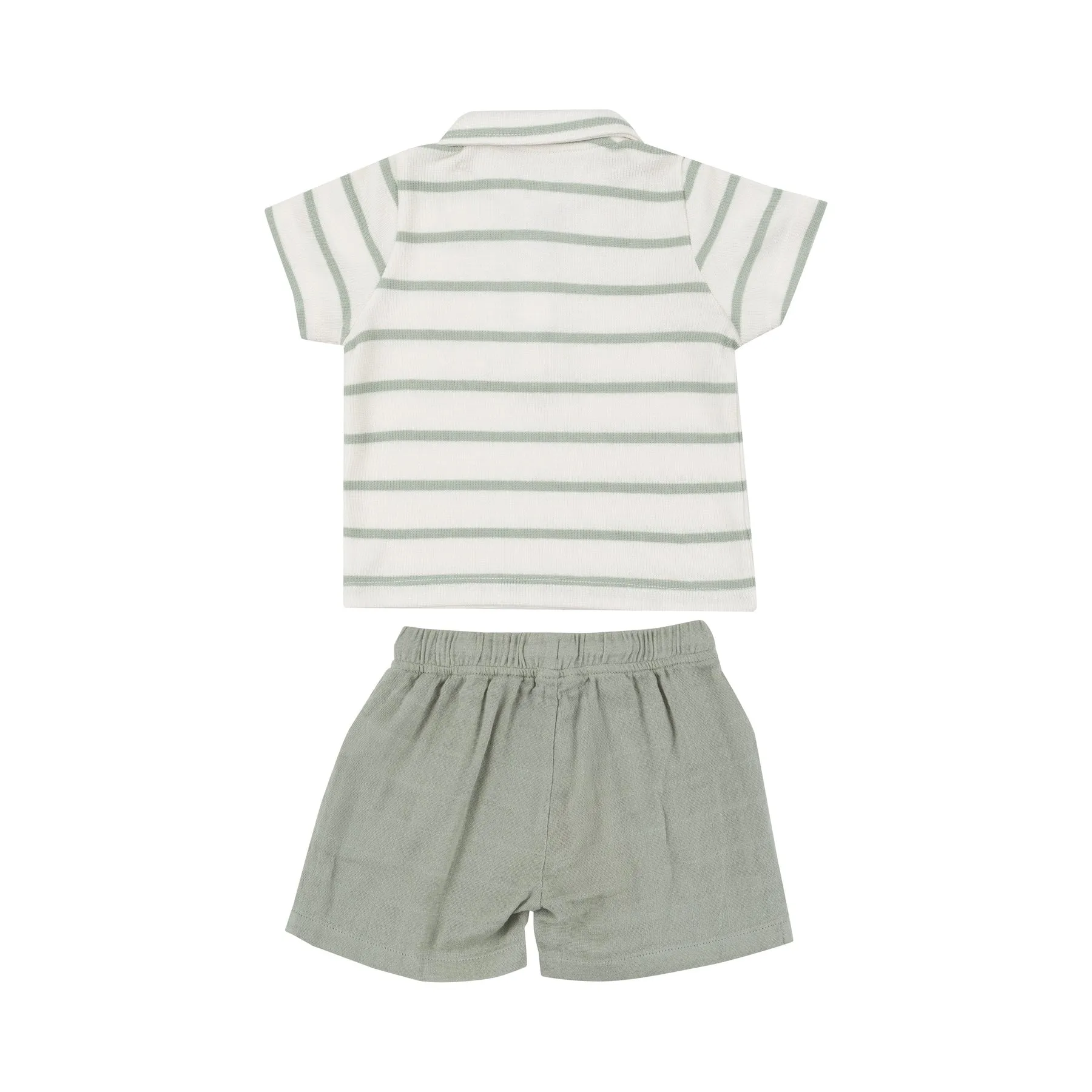 Angel Dear Desert Sage Solid Muslin Short & Polo Top