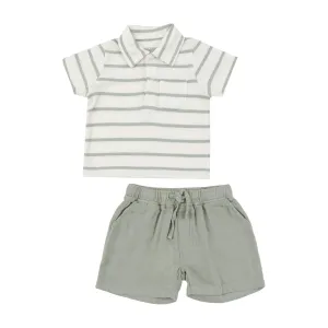 Angel Dear Desert Sage Solid Muslin Short & Polo Top