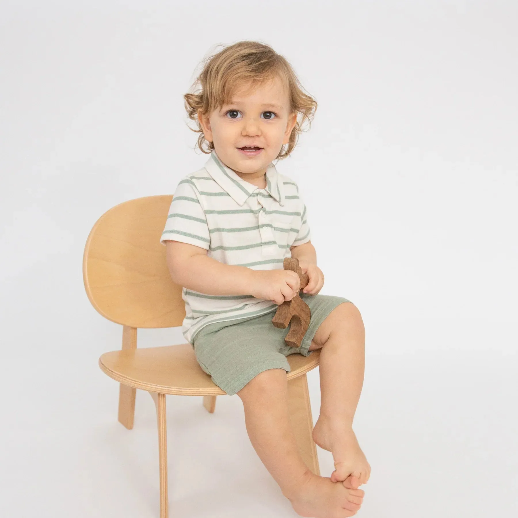 Angel Dear Desert Sage Solid Muslin Short & Polo Top