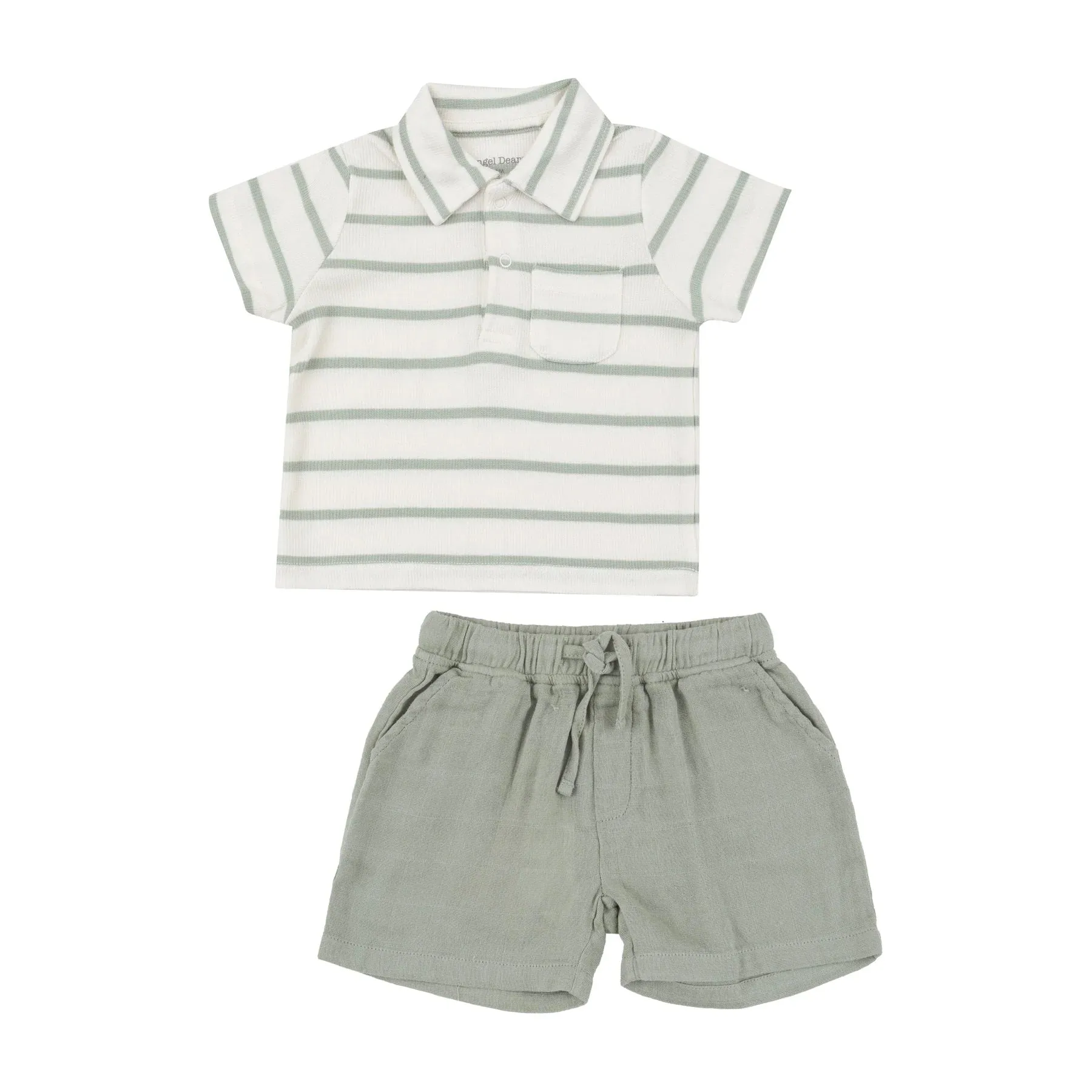 Angel Dear Desert Sage Solid Muslin Short & Polo Top