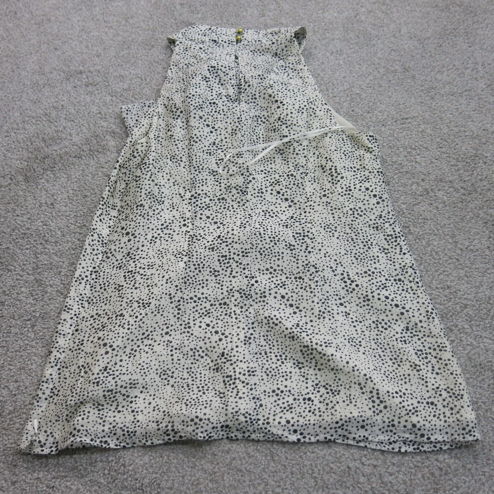 Ann Taylor Womens Polka Dot Halter Neck Silk Blouse Top Sleeveless Cream Size 2
