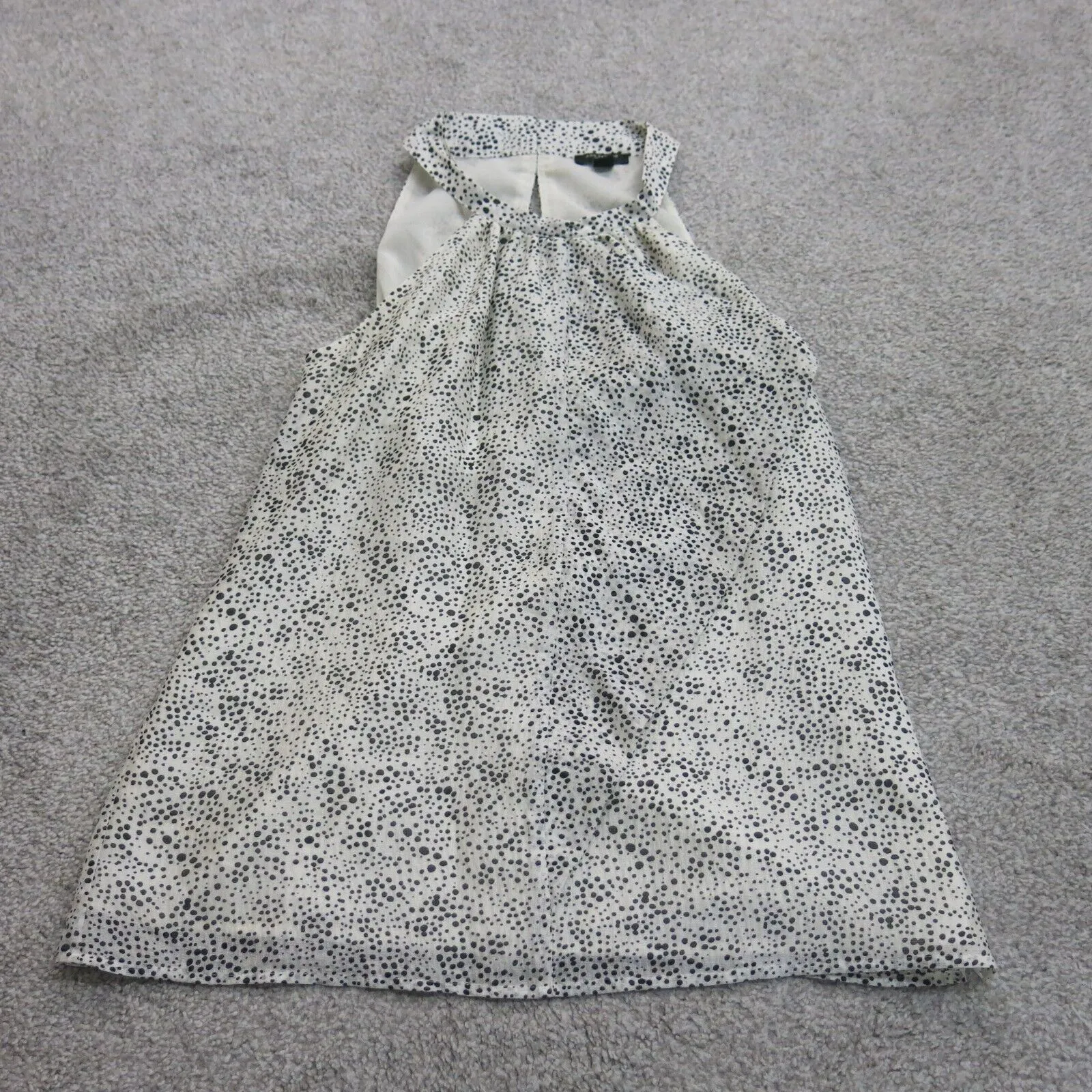 Ann Taylor Womens Polka Dot Halter Neck Silk Blouse Top Sleeveless Cream Size 2
