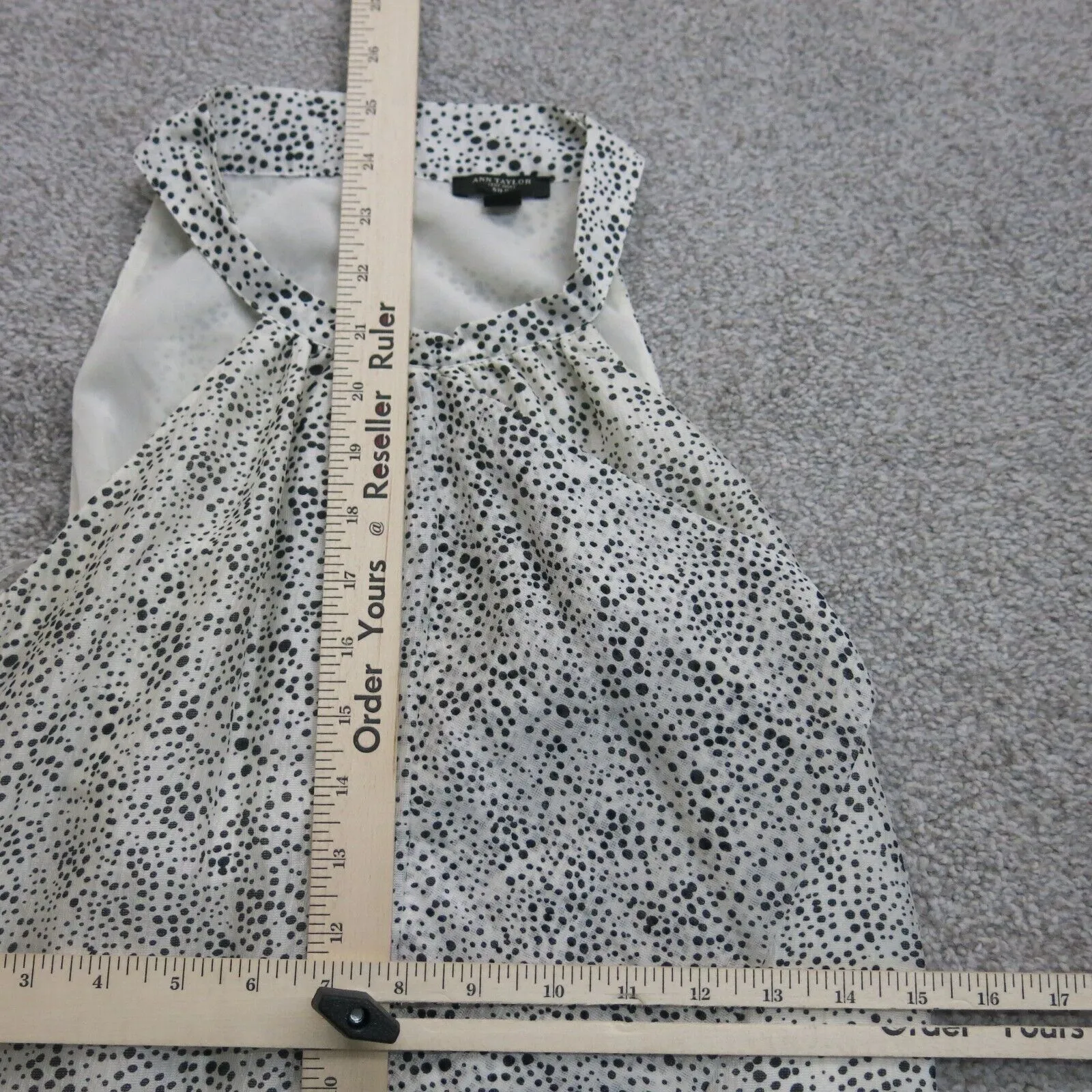 Ann Taylor Womens Polka Dot Halter Neck Silk Blouse Top Sleeveless Cream Size 2