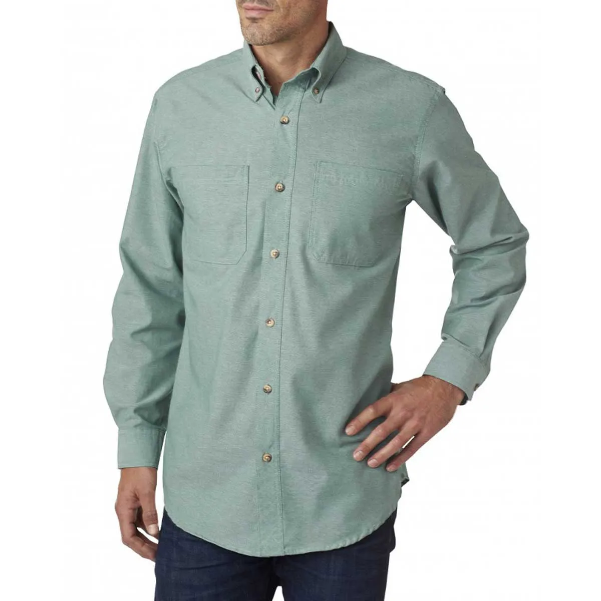 Backpacker Men's Green Yarn Dyed Chambray Shirt