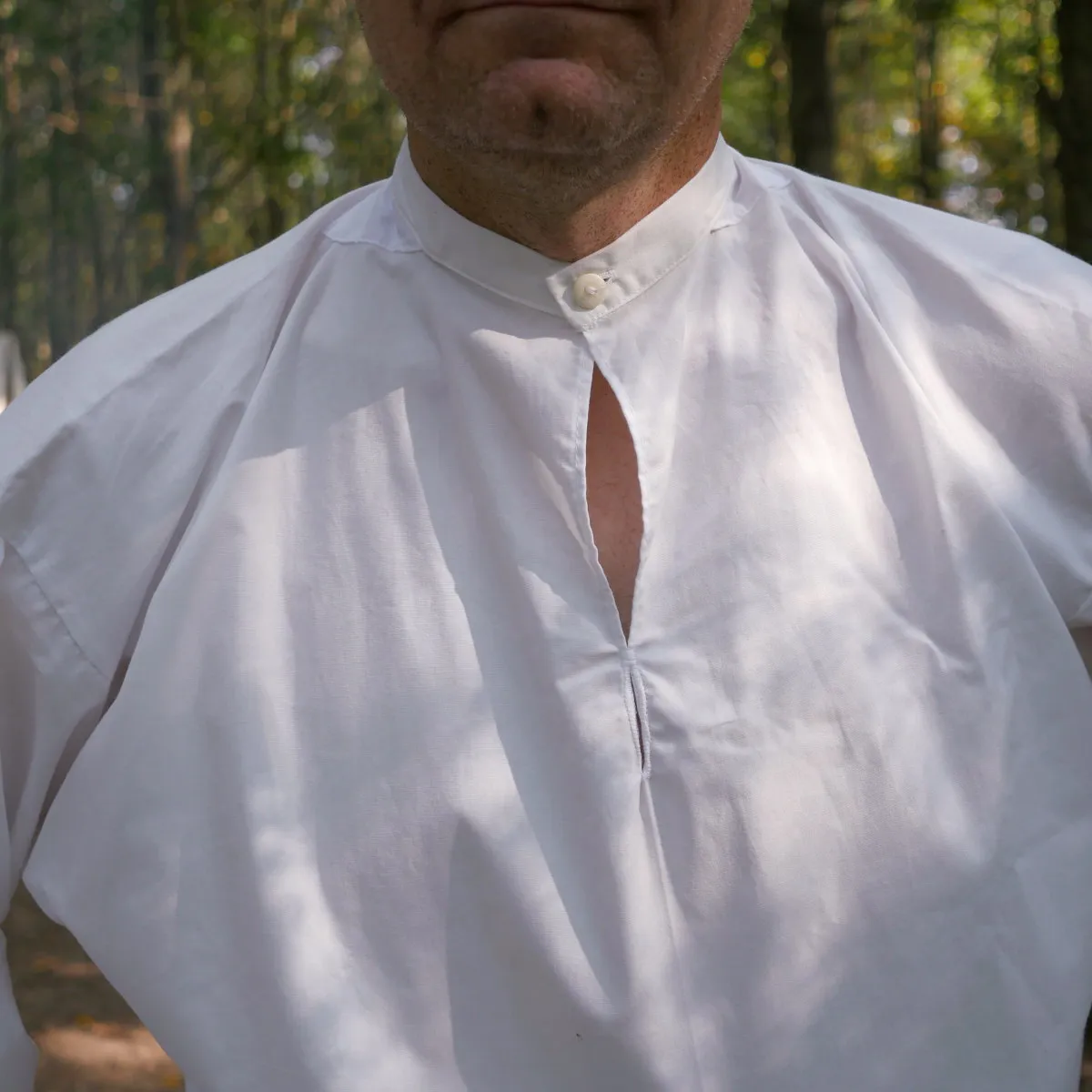 Banded Collar Shirt in Cotton