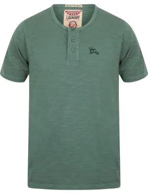 Barry Cotton Slub T-Shirt with Henley Neckline in Mediterranea - Tokyo Laundry