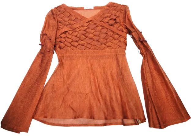 Bell Sleeve Organza Crinkle Blouse