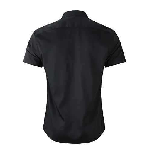 Beninos Men's Short Sleeve Dress Shirt (5619 Black, S)