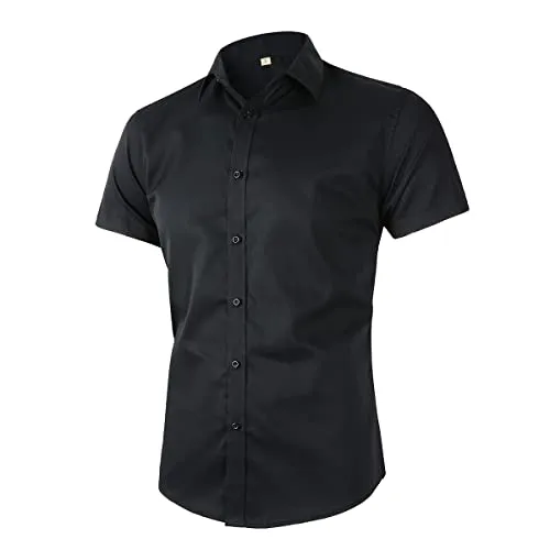 Beninos Men's Short Sleeve Dress Shirt (5619 Black, S)