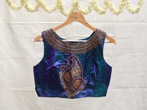 Berry blue, Karnataka silk blouse