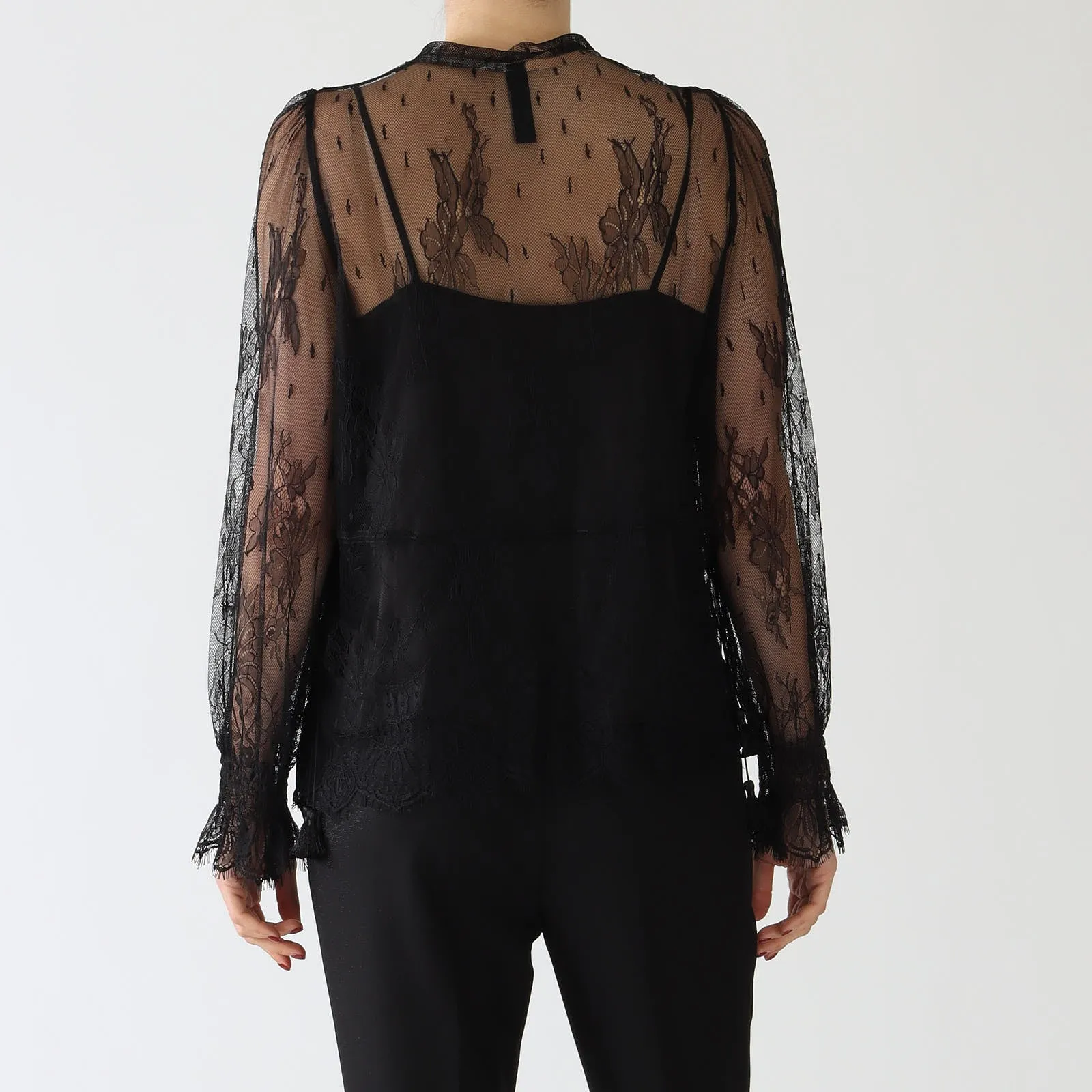 Black Sheer Lace Blouse