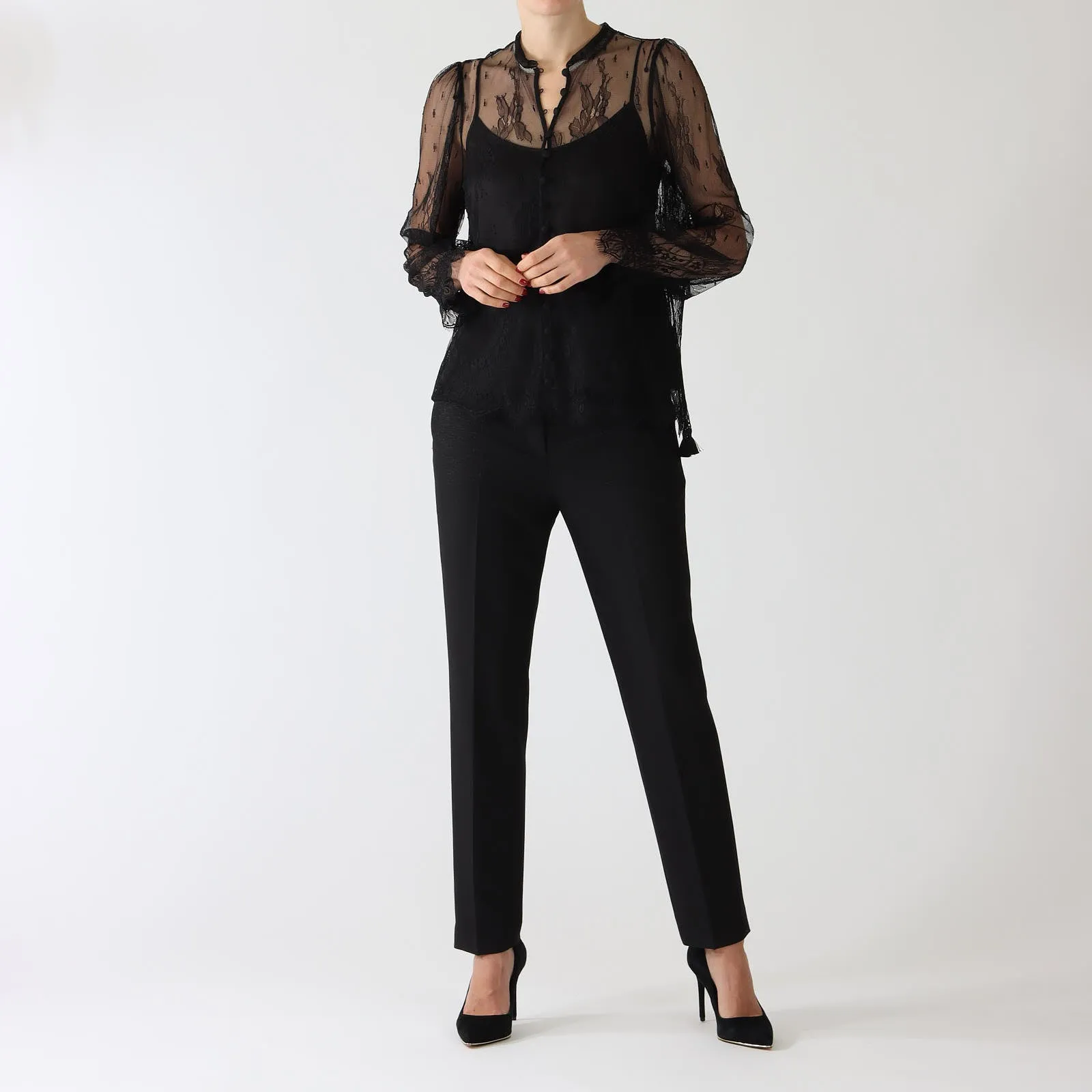 Black Sheer Lace Blouse