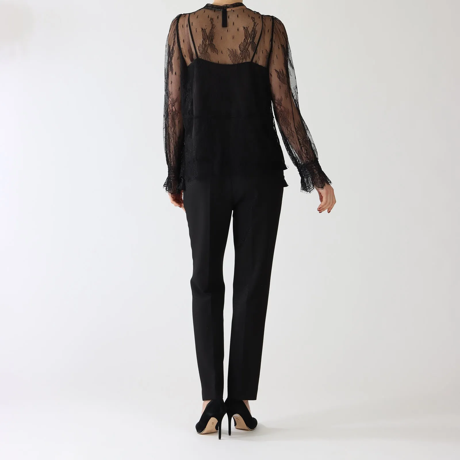 Black Sheer Lace Blouse