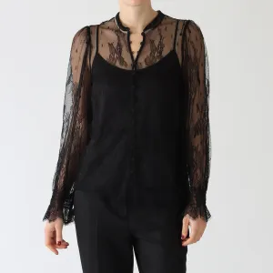 Black Sheer Lace Blouse