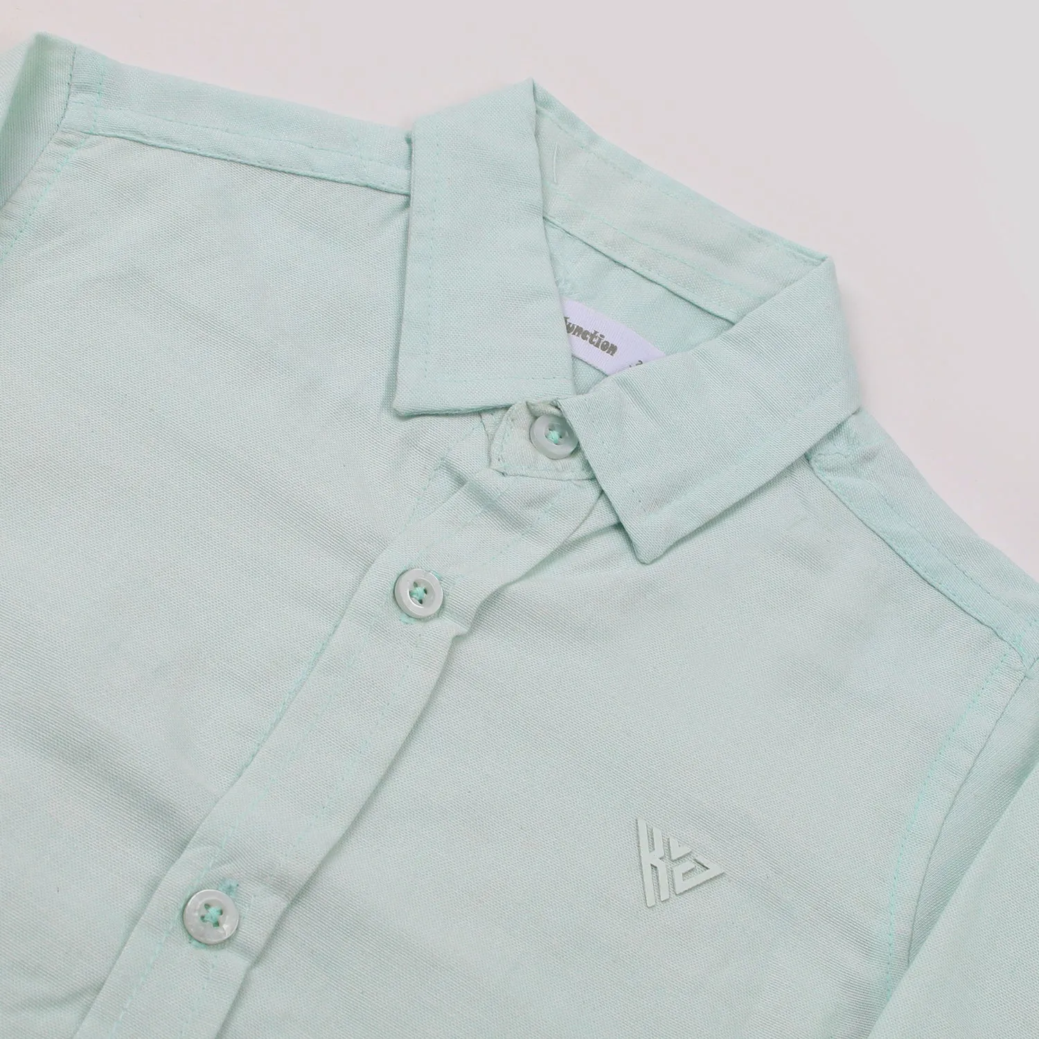 Boys Chambray Casual Full Sleeves Shirt - Green