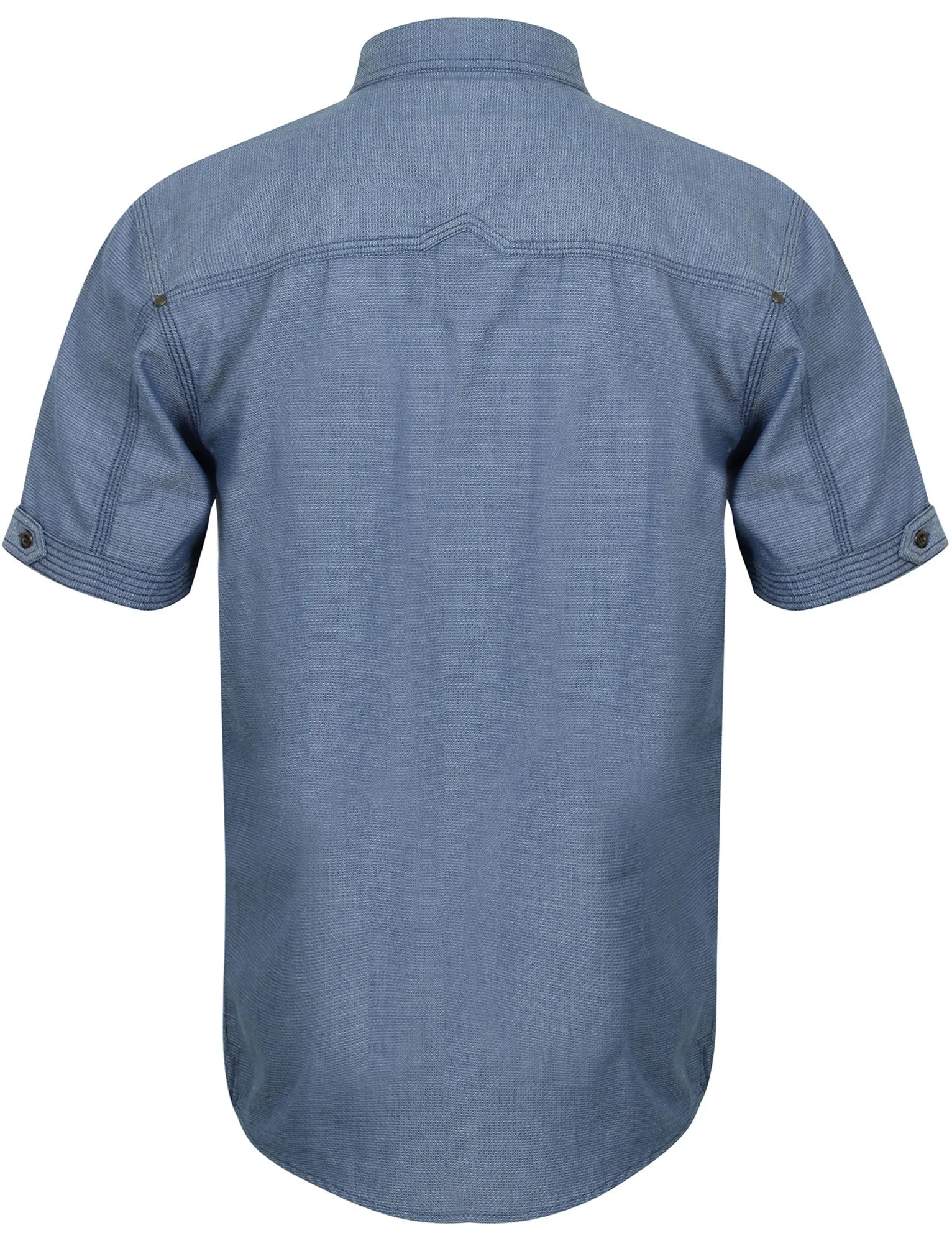 Cadiz Jacquard Chambray Short Sleeve Shirt in Navy - Dissident