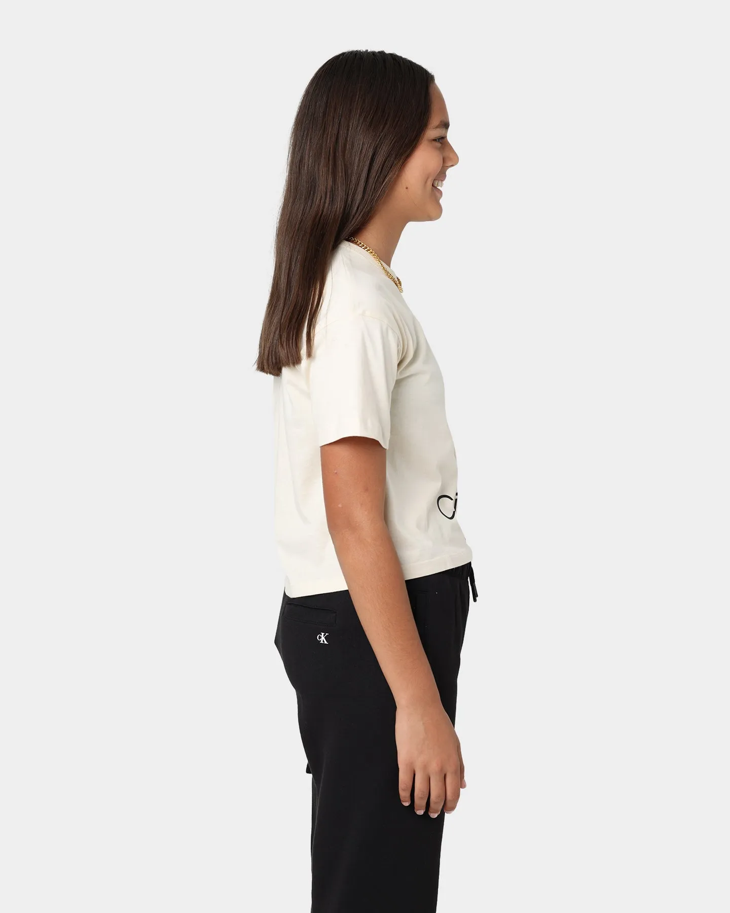 Calvin Klein Kids' Mixed Monogram Cut Off T-Shirt Muslin