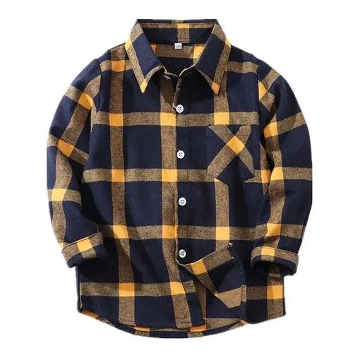 Children Boys Flannel Shirt Lattice Design