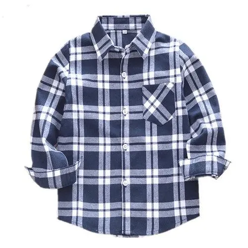 Children Boys Flannel Shirt Lattice Design