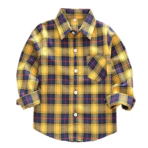 Children Boys Flannel Shirt Lattice Design