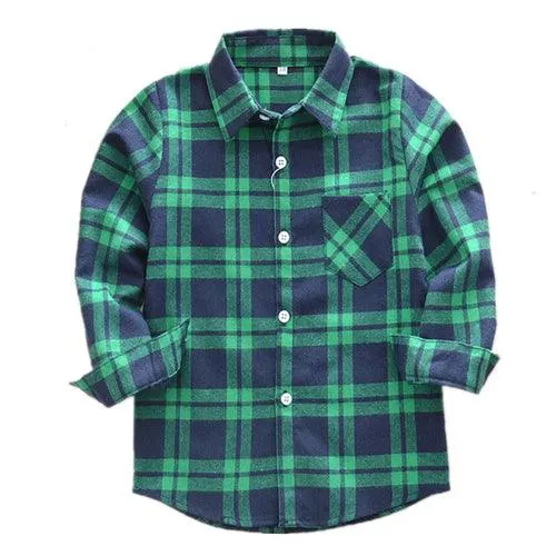 Children Boys Flannel Shirt Lattice Design