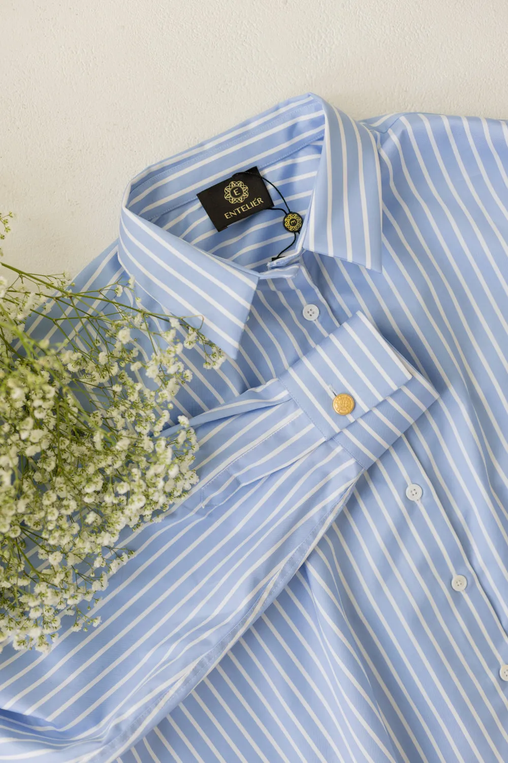 Classic Oversized Shirt Blue Wide Stripes