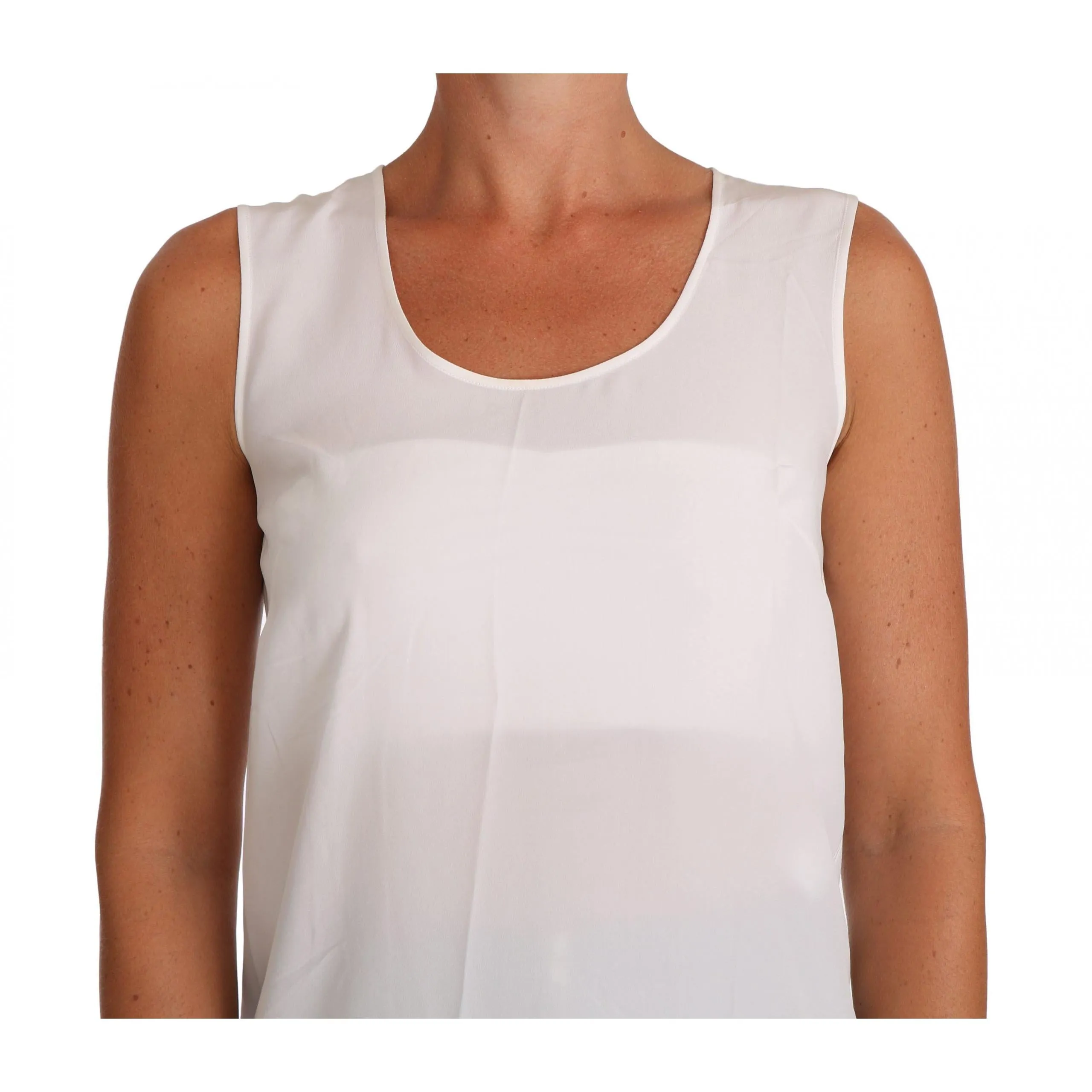 Dolce & Gabbana Elegant Sleeveless White Silk Blouse Top