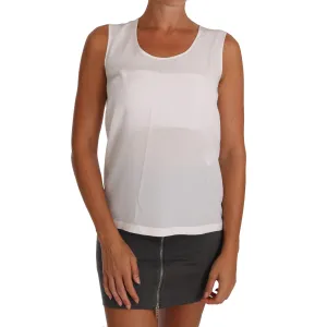 Dolce & Gabbana Elegant Sleeveless White Silk Blouse Top