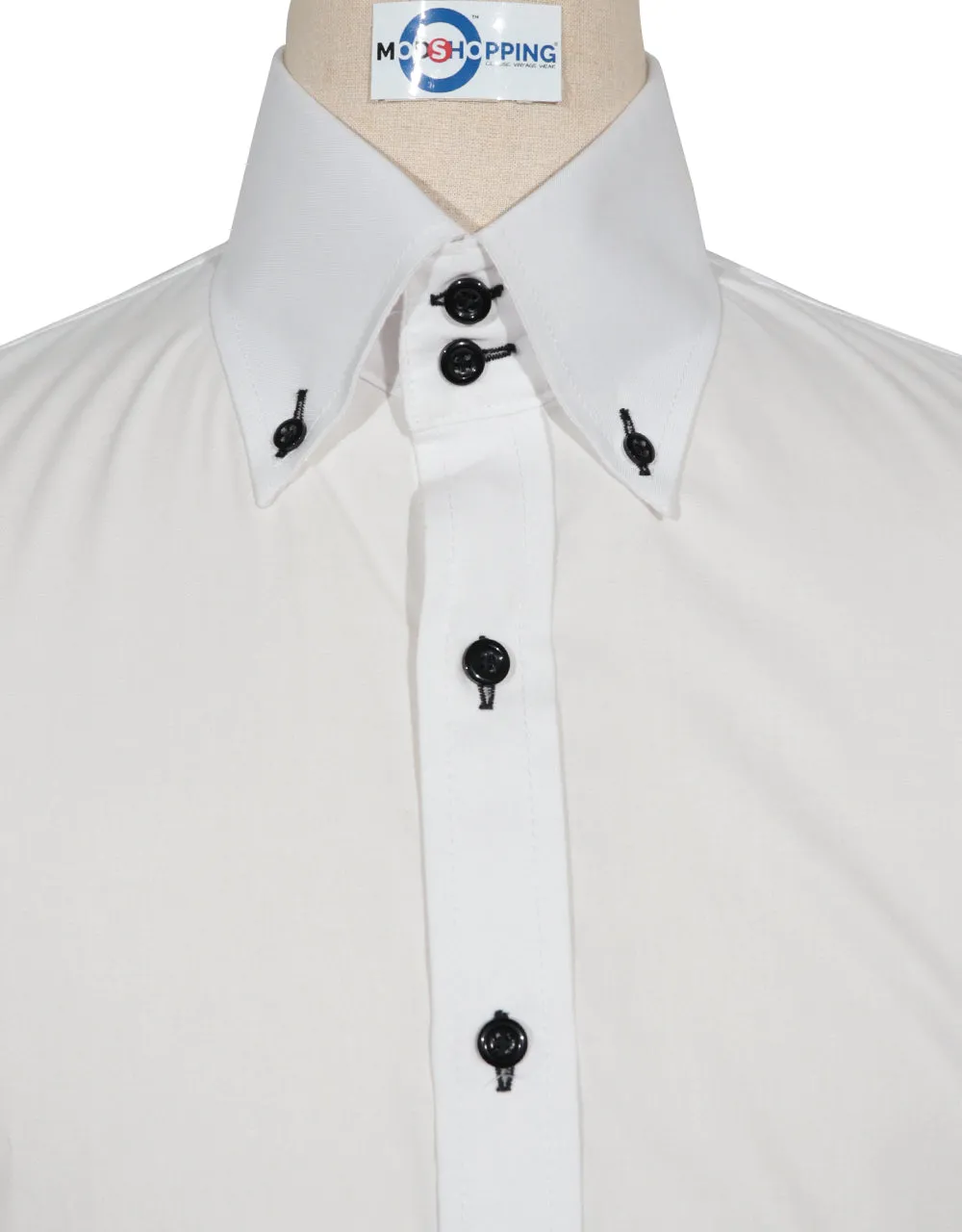 Double Collar Shirt - White and Black Button Down Shirt