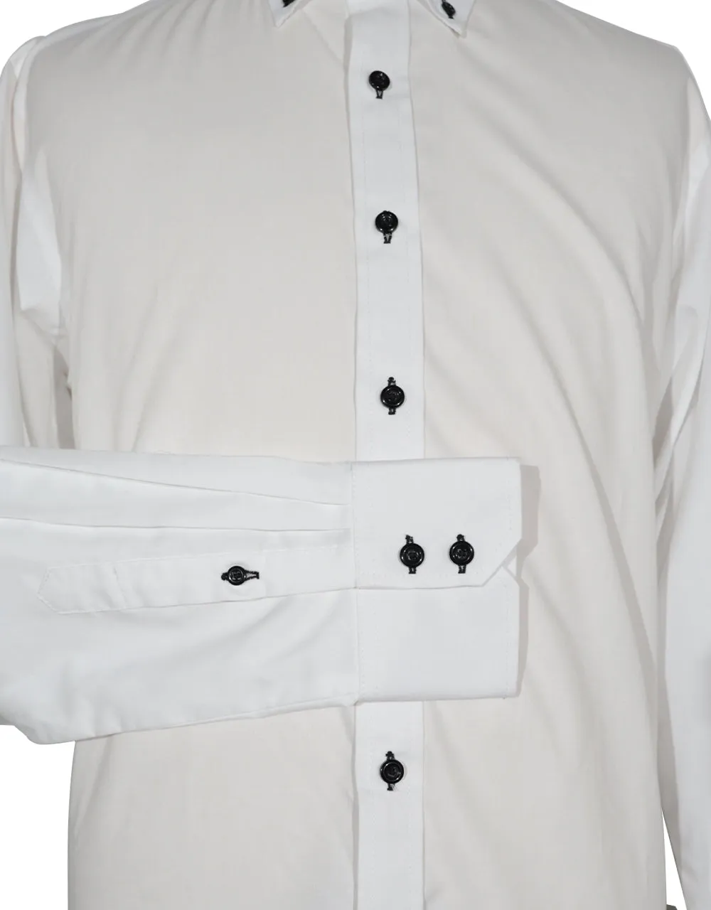 Double Collar Shirt - White and Black Button Down Shirt