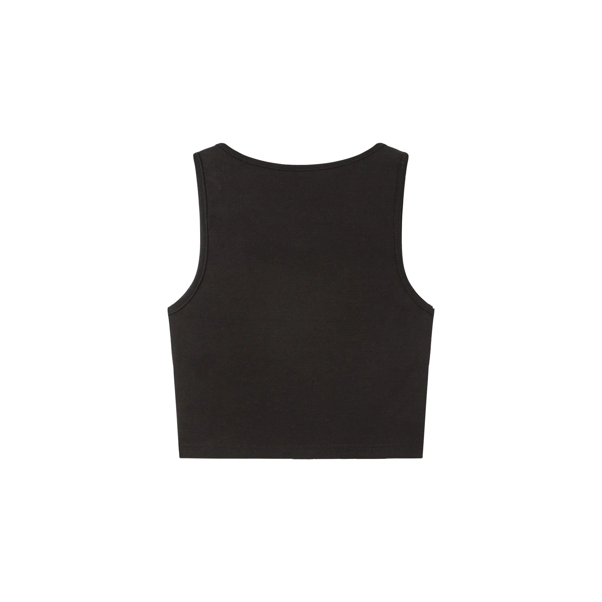Embroidered Button Sleeveless Basic Top