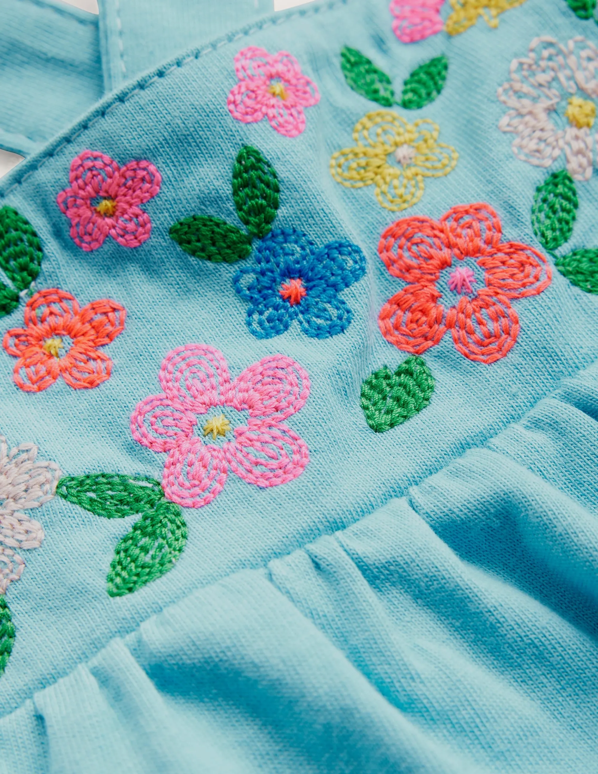 Embroidered Jersey Vest-Corsica Blue