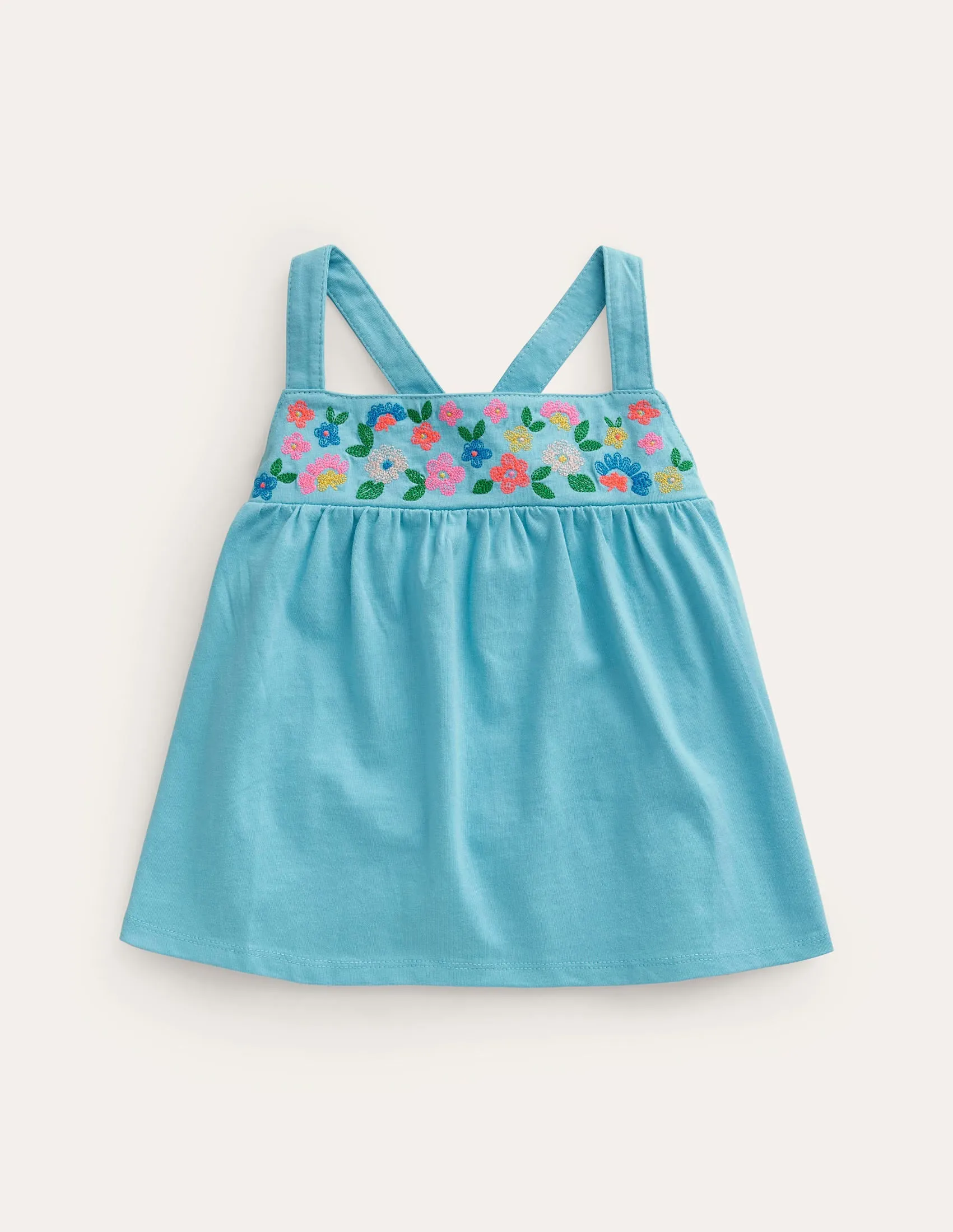 Embroidered Jersey Vest-Corsica Blue