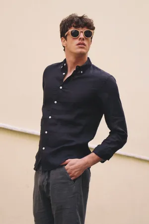 Faros Black Linen Shirt - Finest Italian Linen