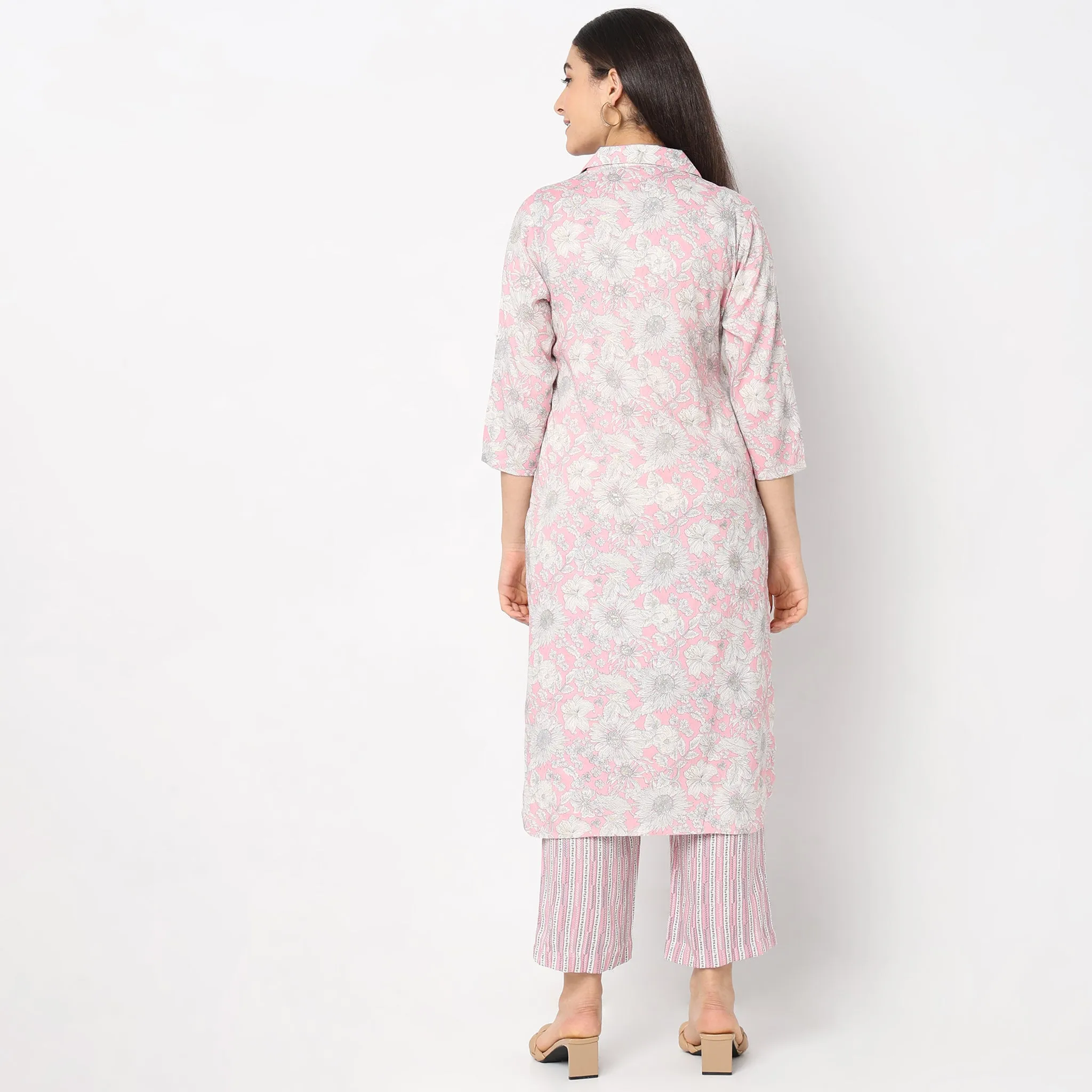 Flare Fit Printed Kurta with Palazzo Set