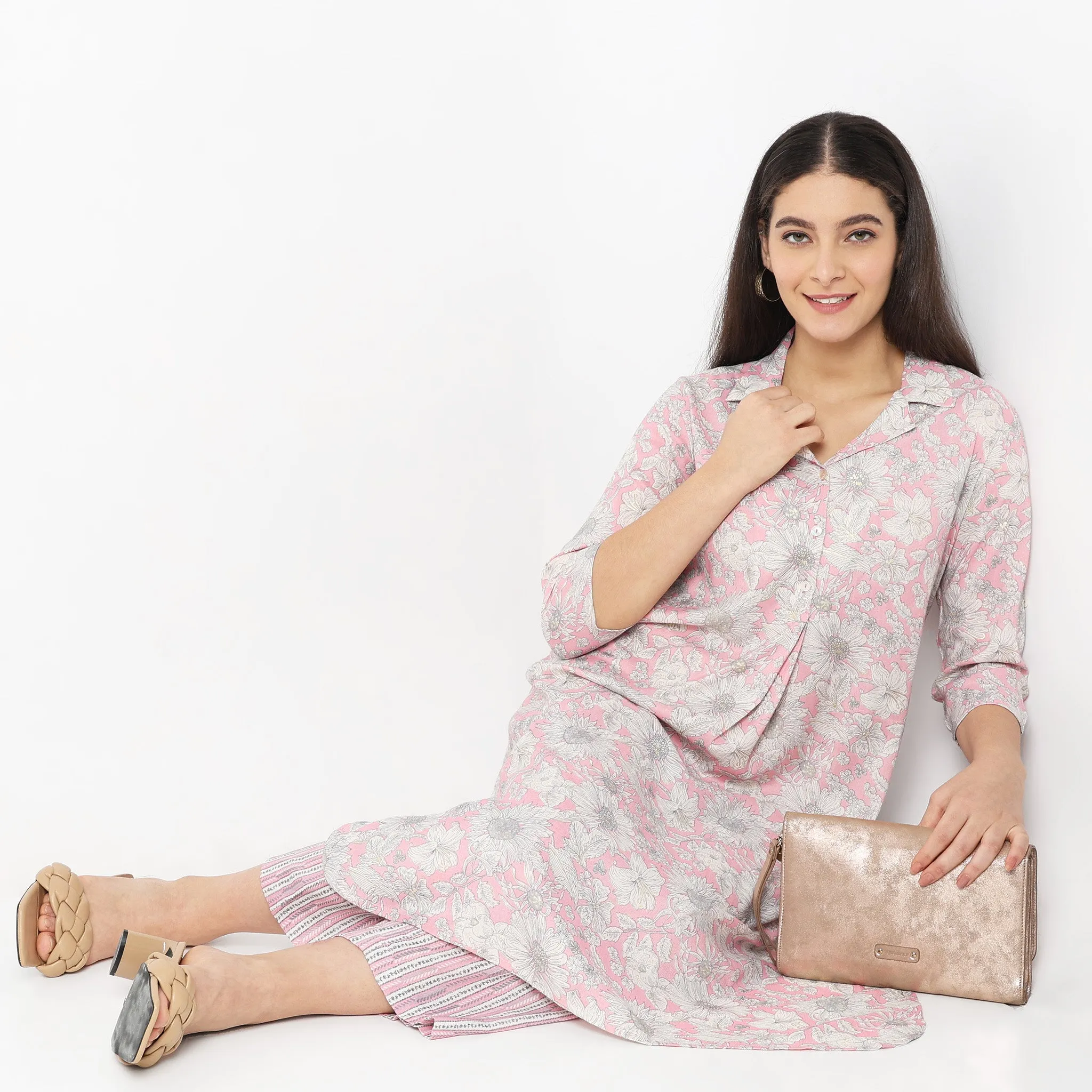 Flare Fit Printed Kurta with Palazzo Set