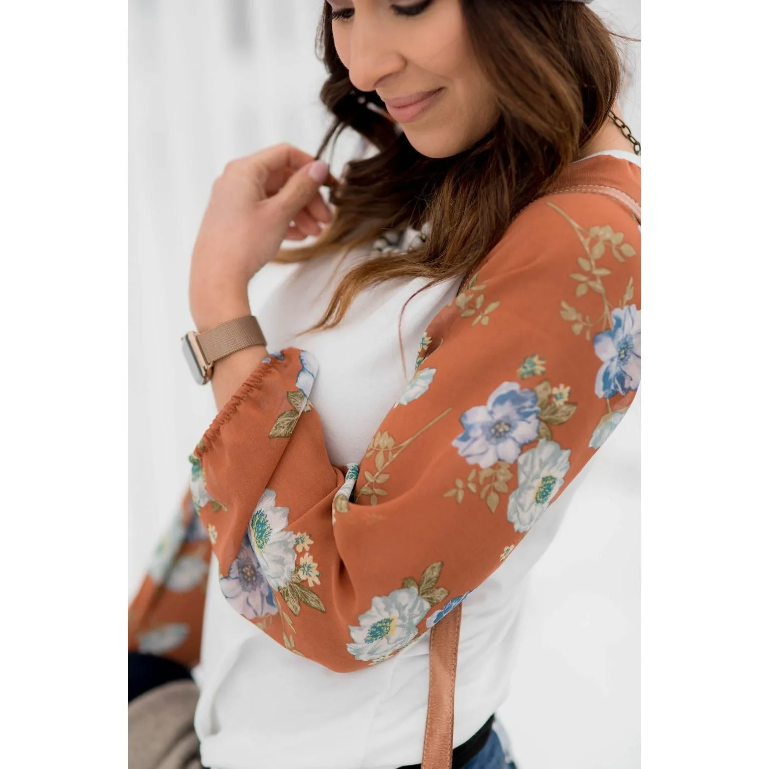 Floral Sheer Sleeve Blouse