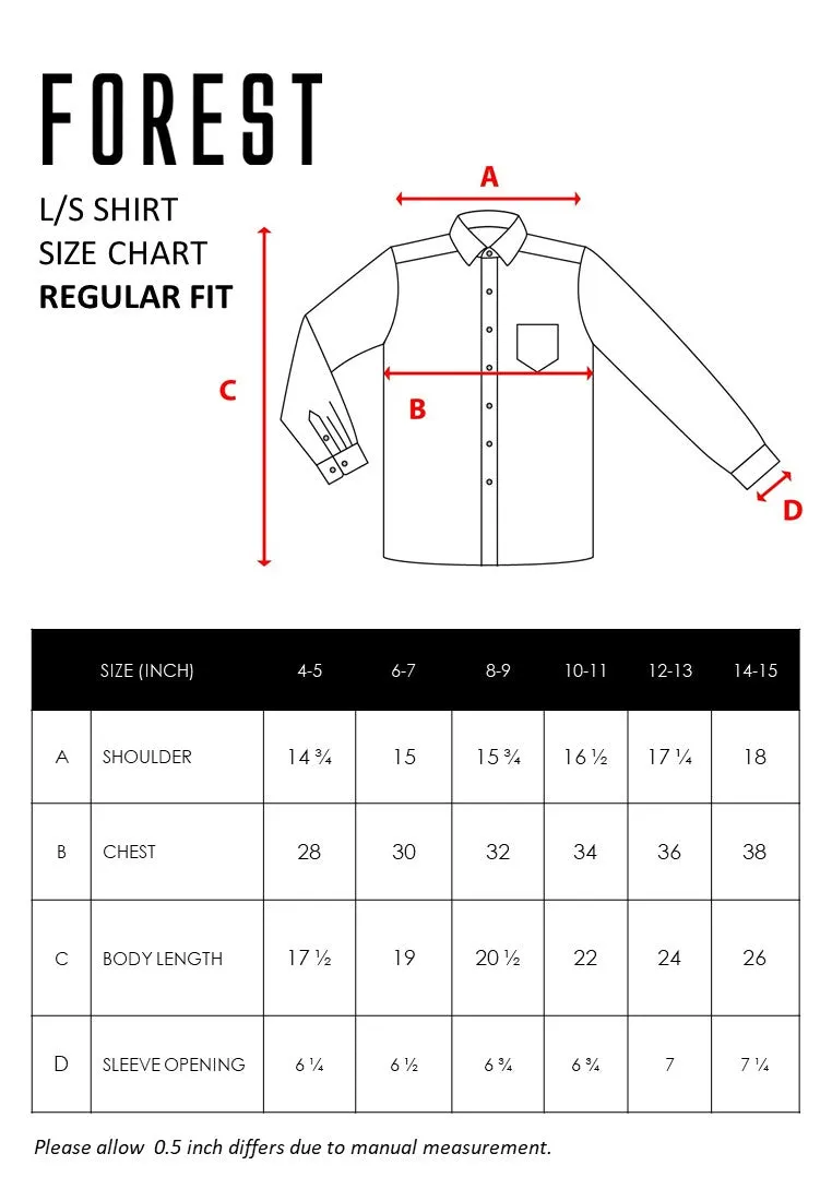 Forest Kids Boys Chambray Denim Collar Long Sleeve Shirt | Baju Budak Lelaki Lengan Panjang - FK20255