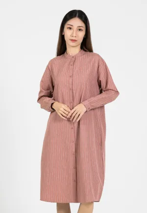 Forest Ladies Cotton Striped Oversized Shirt Dress Women Long Sleeve | Baju Kemeja Lengan Panjang Perempuan - 885080