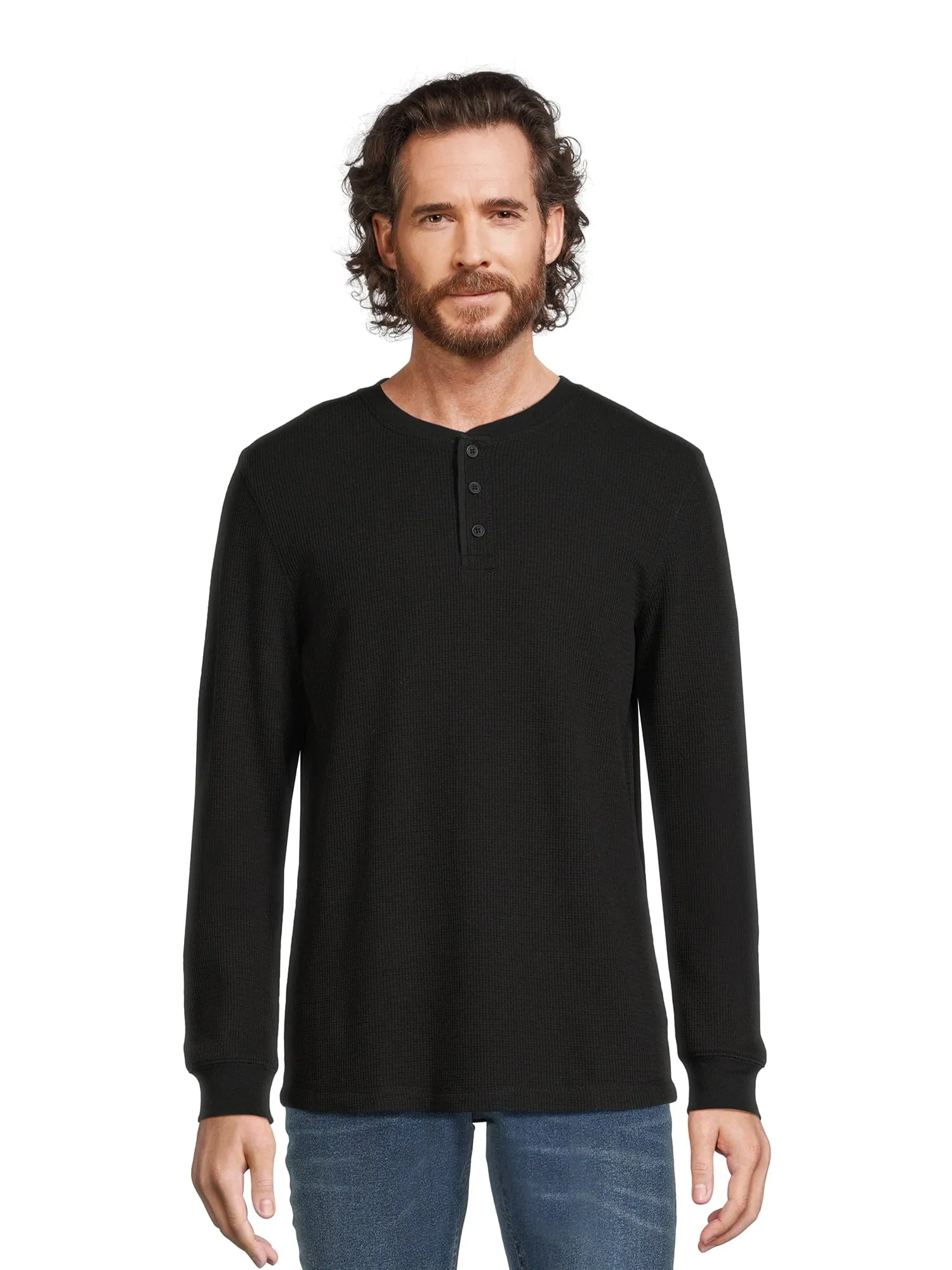 George Men's Thermal Henley Shirt with Long Sleeves, Sizes XS-5XL