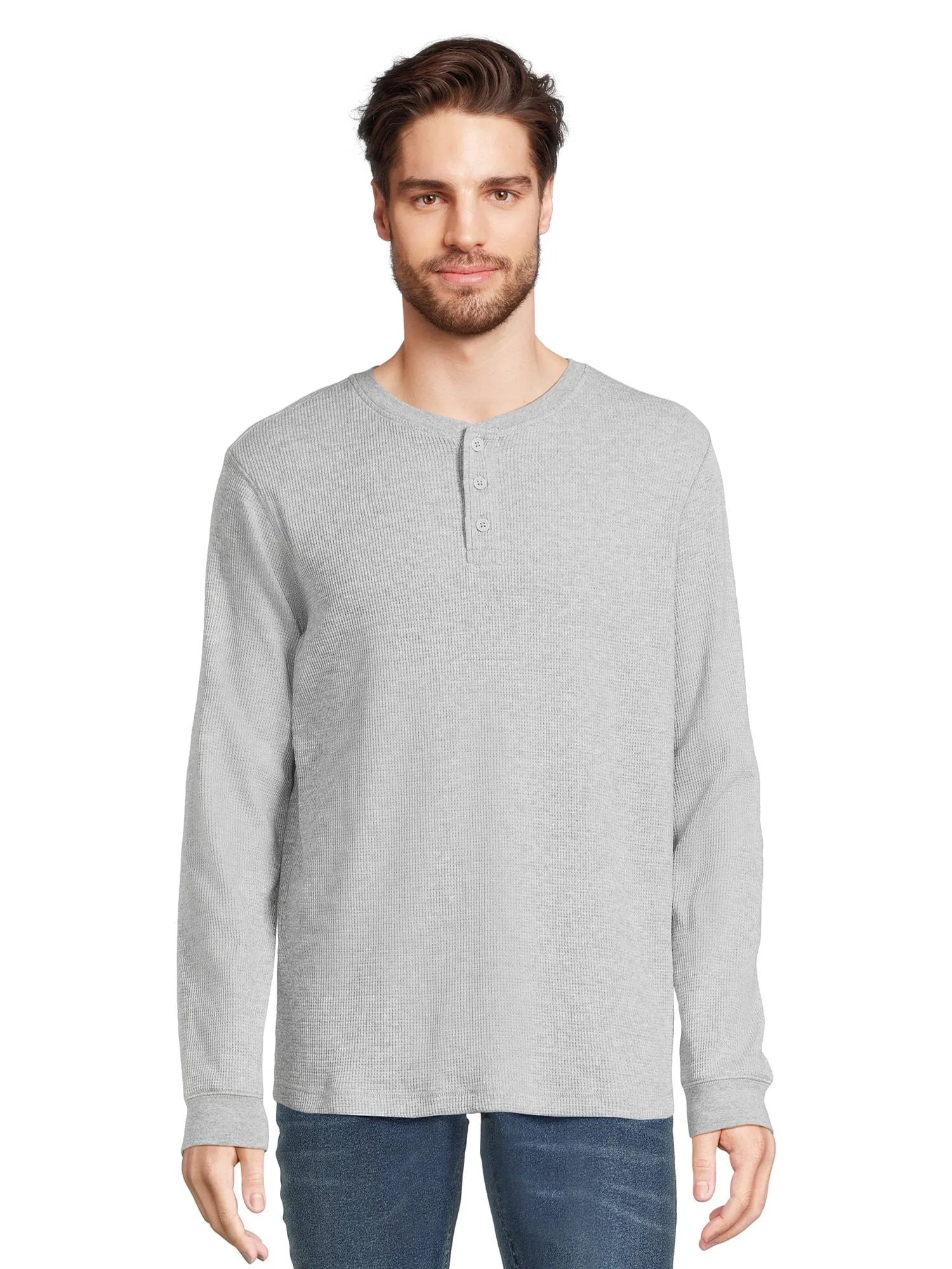 George Men's Thermal Henley Shirt with Long Sleeves, Sizes XS-5XL