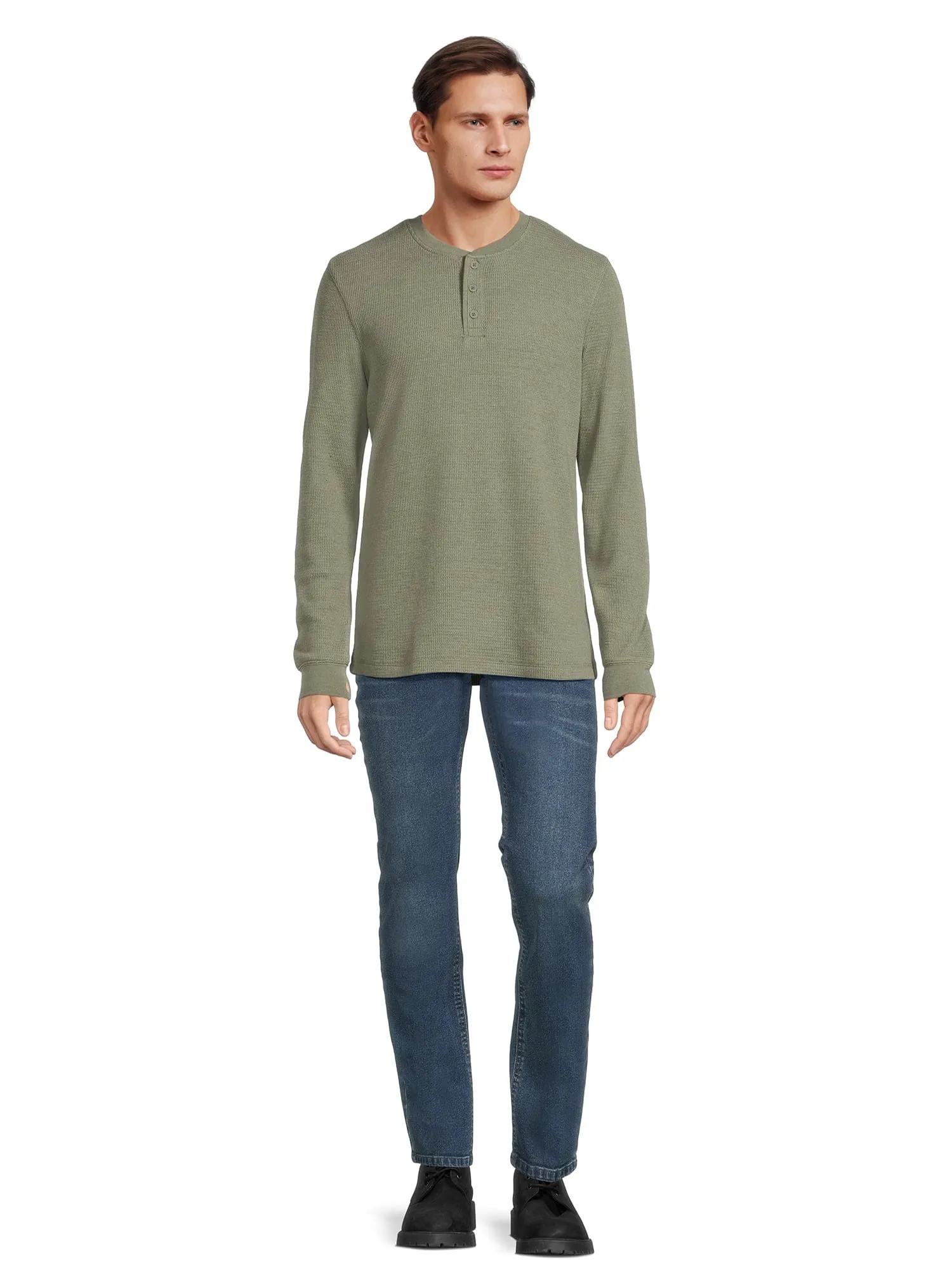 George Men's Thermal Henley Shirt with Long Sleeves, Sizes XS-5XL
