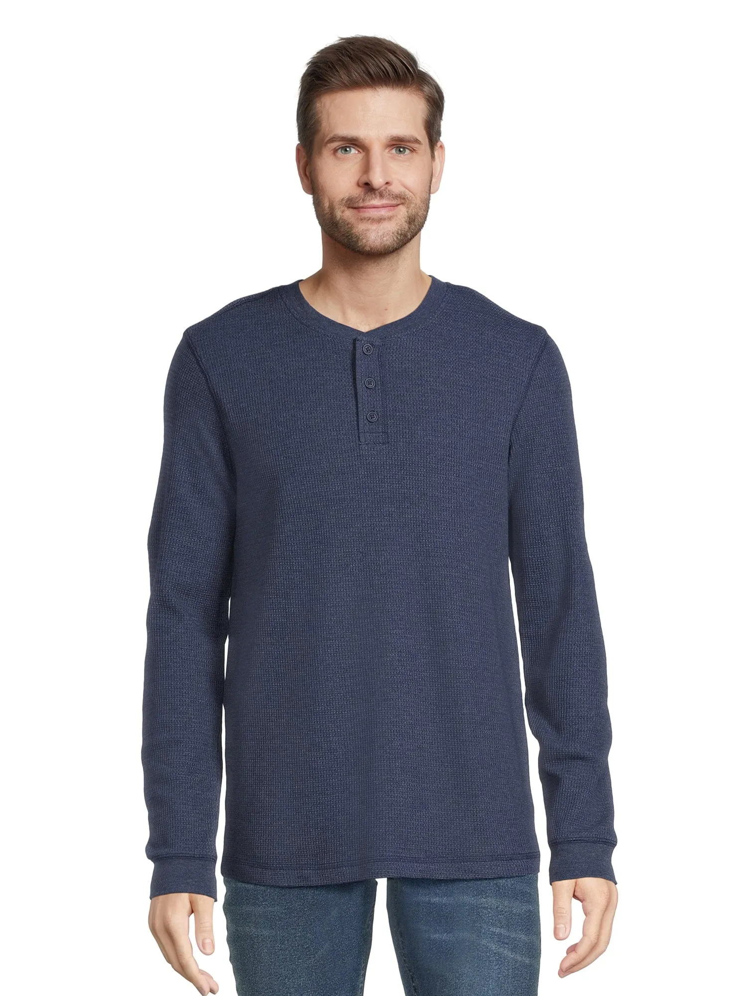 George Men's Thermal Henley Shirt with Long Sleeves, Sizes XS-5XL