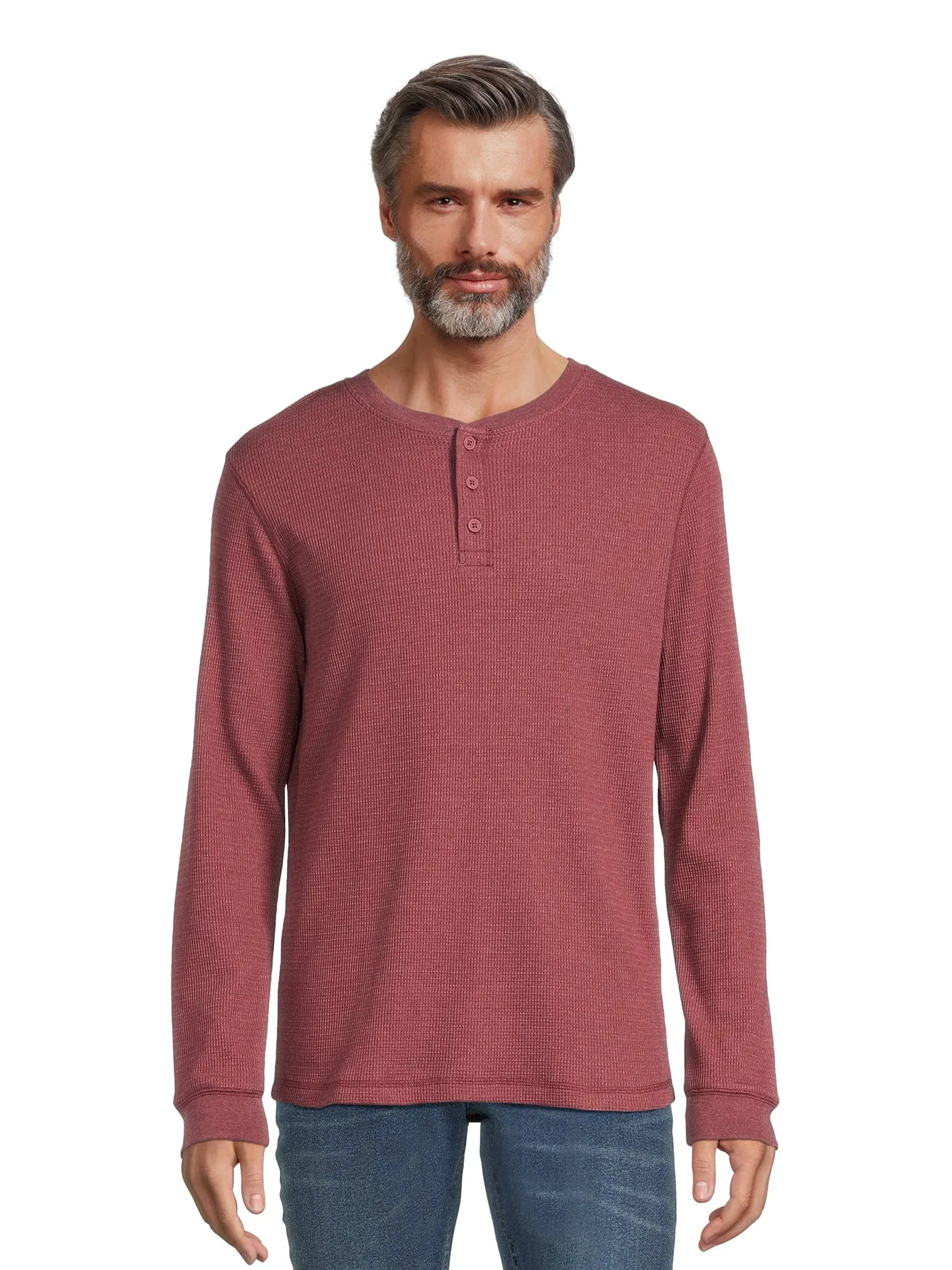 George Men's Thermal Henley Shirt with Long Sleeves, Sizes XS-5XL